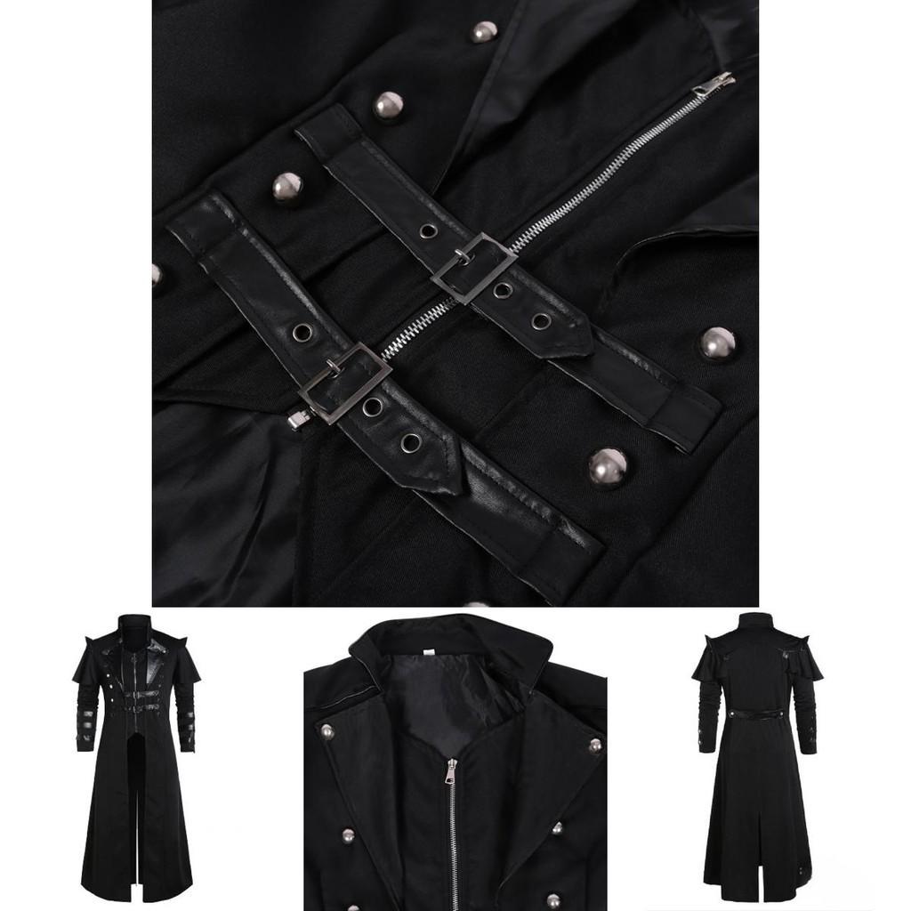 Retro Long Woolen Coat With Split Design For Stage Plays And Fashion Shoots