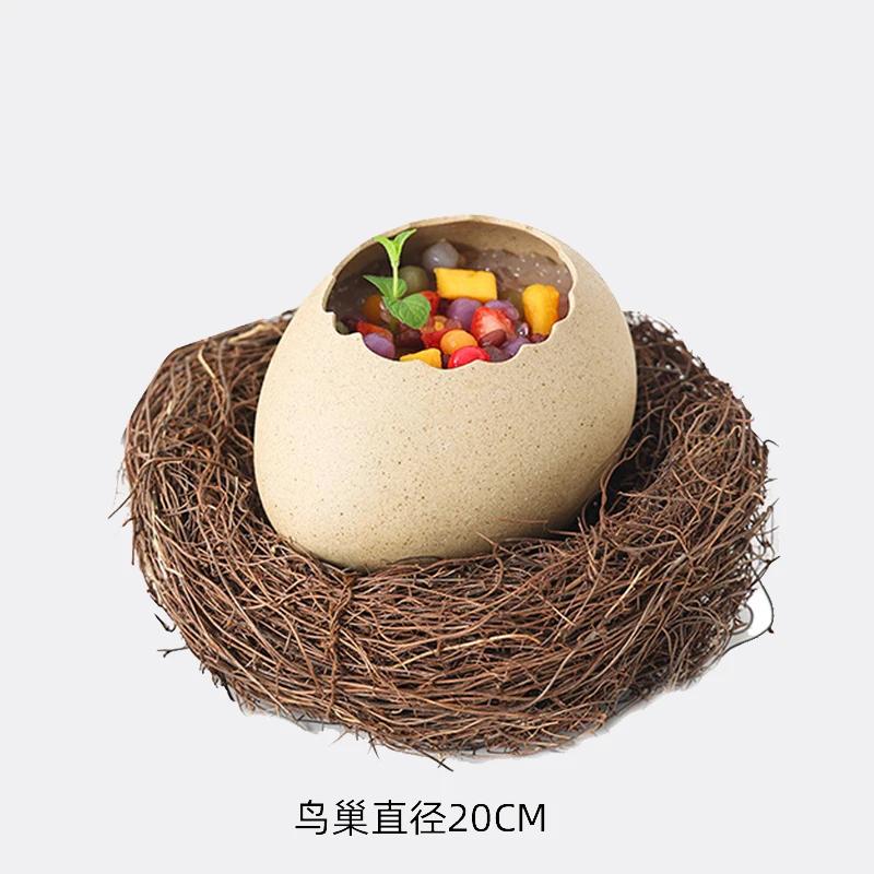 Fuglereir-egg Keramisk bolle Kald drikke Grill Kreativ Spesiell Kunstnerisk Konseptfat Dessert Molekylær Gastronomi