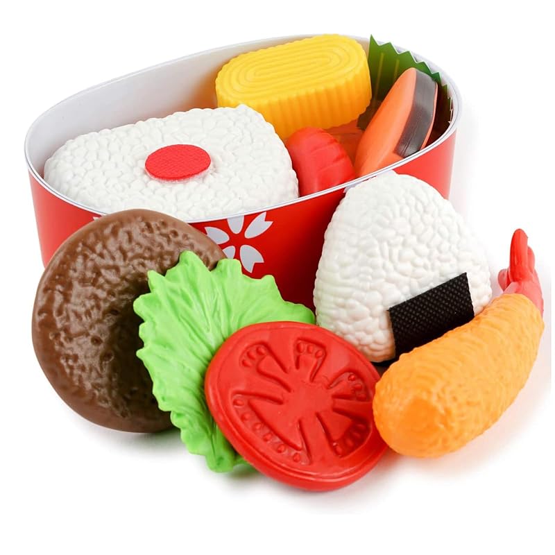 Onda Pretend Play Kitchen Set: A play kitchen set for pretend play, featuring food items (vegetables, meat), lunch boxes, and more. Let's make a bento