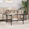 VidaXL Coffee Table with Transparent Glass Top 98.5x50x45cm Steel, Side Table, Living Room Table, Tea Table, End Table 846042