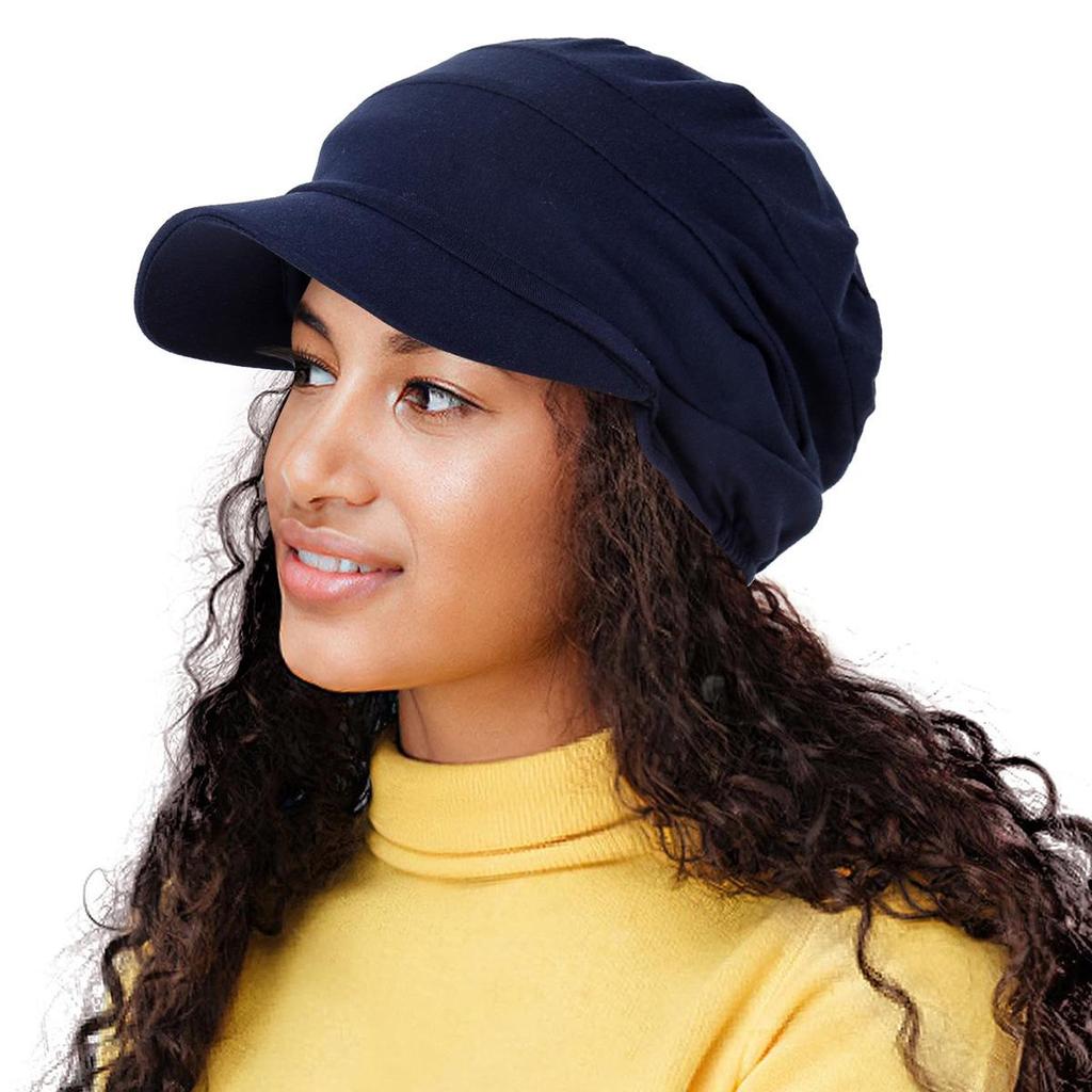 Solid Color Versatile Travel Headscarf Hat with Multicolor Brim