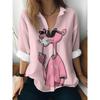 Womens Loose Fit Long Sleeve Cotton Linen Shirt With 3D Floral Print Casual Blouse 2025