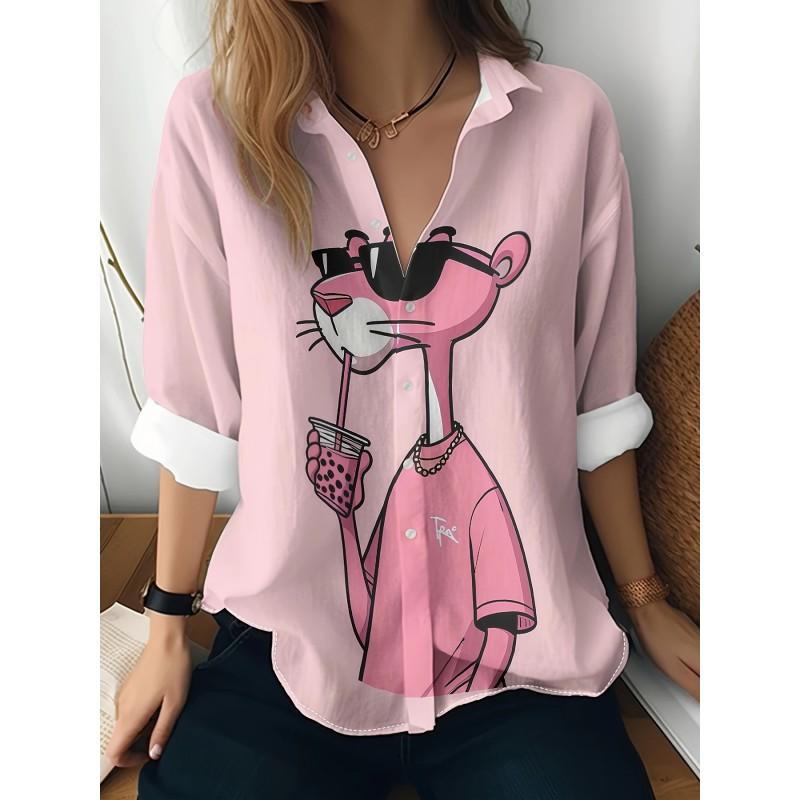 Womens Loose Fit Long Sleeve Cotton Linen Shirt With 3D Floral Print Casual Blouse 2025