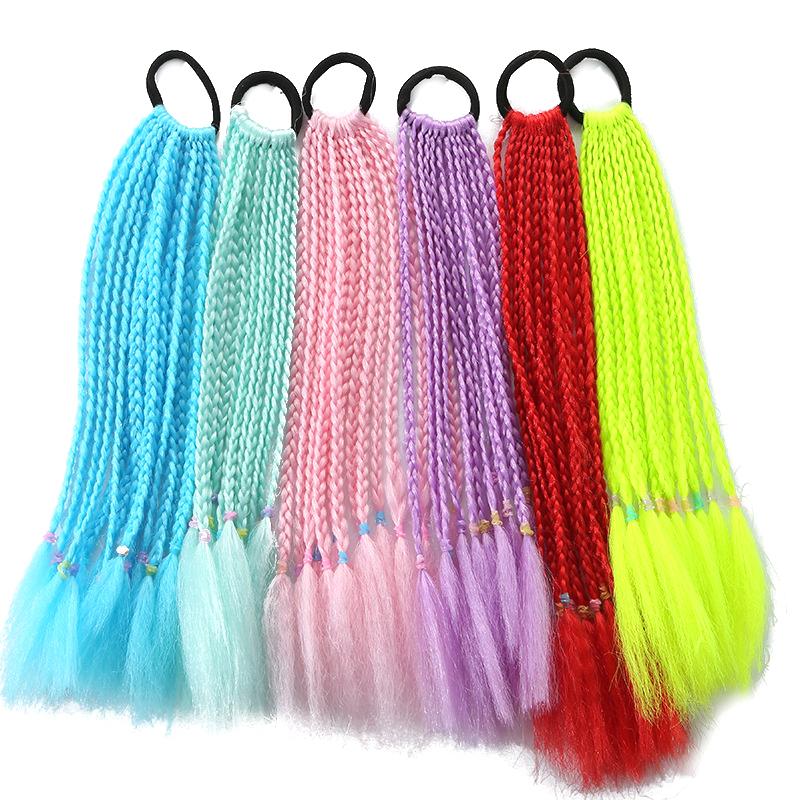 Children'S Wig Ponytail Dirty Braid Ponytail Hair Loop Short Three Braid Ponytai