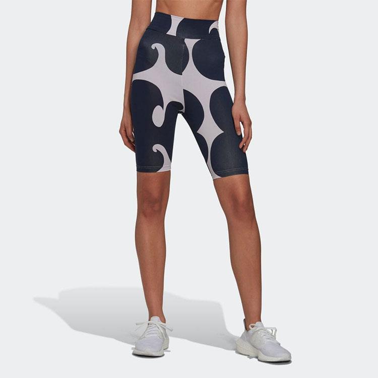 Adidas Color Block Print Knee-Length Slim Fit Sports Shorts Women Shorts Purple HH8760