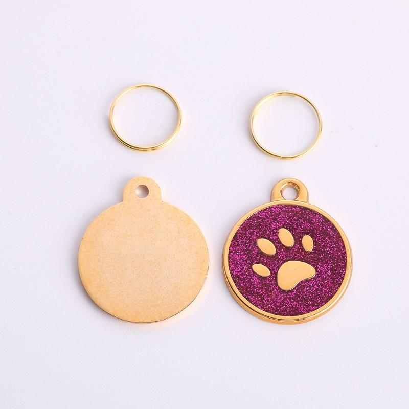 Free Custom Dog Id Name Tag Personalized Pet Dog Tags Anti-Lost Cat Tags Pet Paw Glitter Pendant Chihuahua Collar Accessories