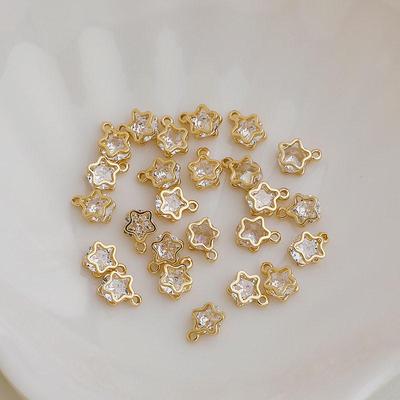 14K Gold-Filled Zircon Flower Pendant Charm for DIY Jewelry