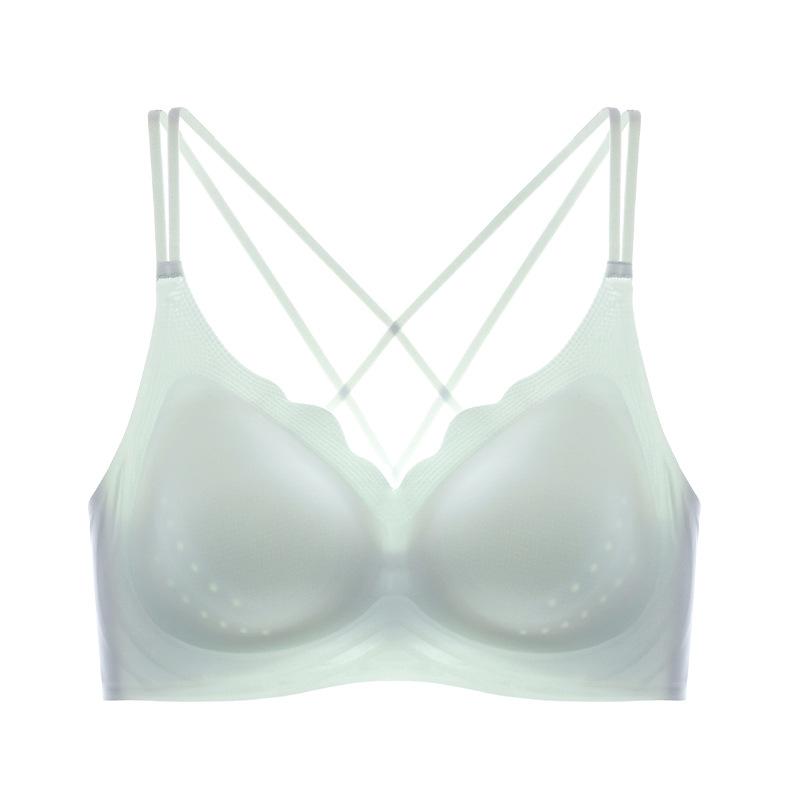Cross beauty back thin shoulder strap summer ice silk no steel ring breathable shaowen bra