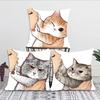 1 Stück Cartoon Katze Weigert sich ein Kuss Kissenbezug Quadrat Schlafzimmer Sofa Freizeit Komfort Kissen Auto Wohnzimmer Heimdekoration