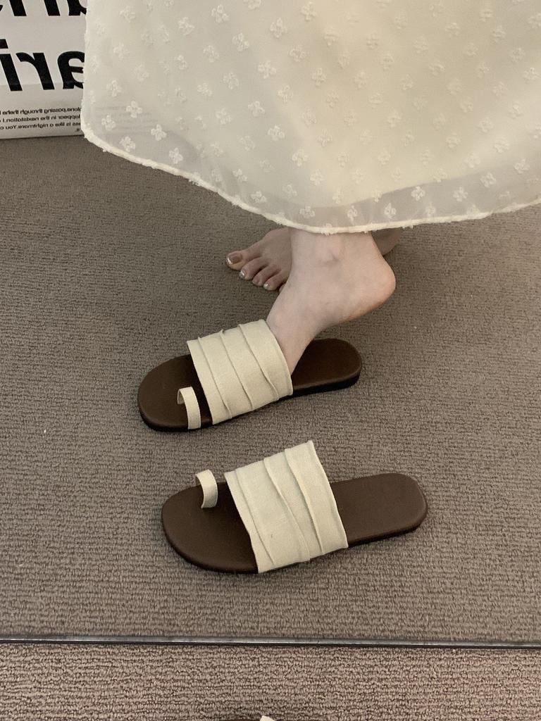 Vintage Vacation Brown Mori Sandals Fairy Shoes Outer Wear 2025 Summer with Skirt Evening Breeze Roman Cool Slippers