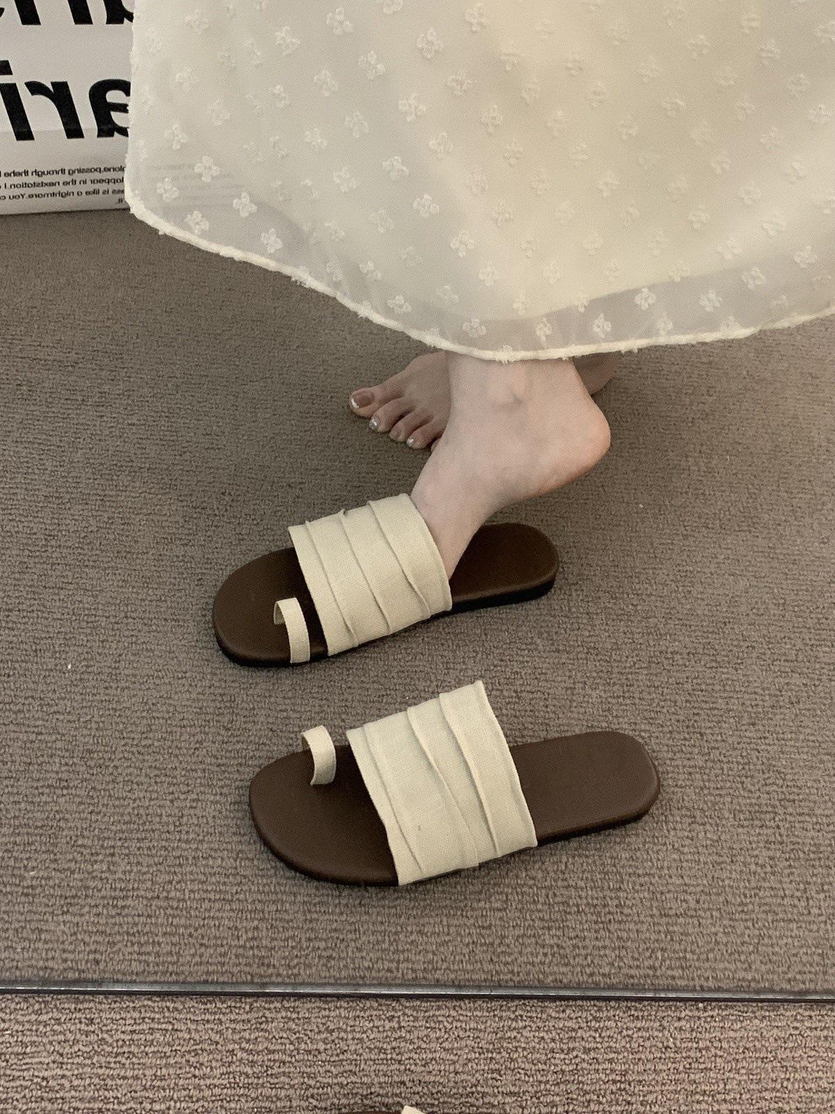 

Винтажные коричневые сандалии Mori для отпуска, обувь феи, верхняя одежда, лето 2025, с юбкой, вечерний бриз, римские крутые шлепанцы 35 абрикосовый