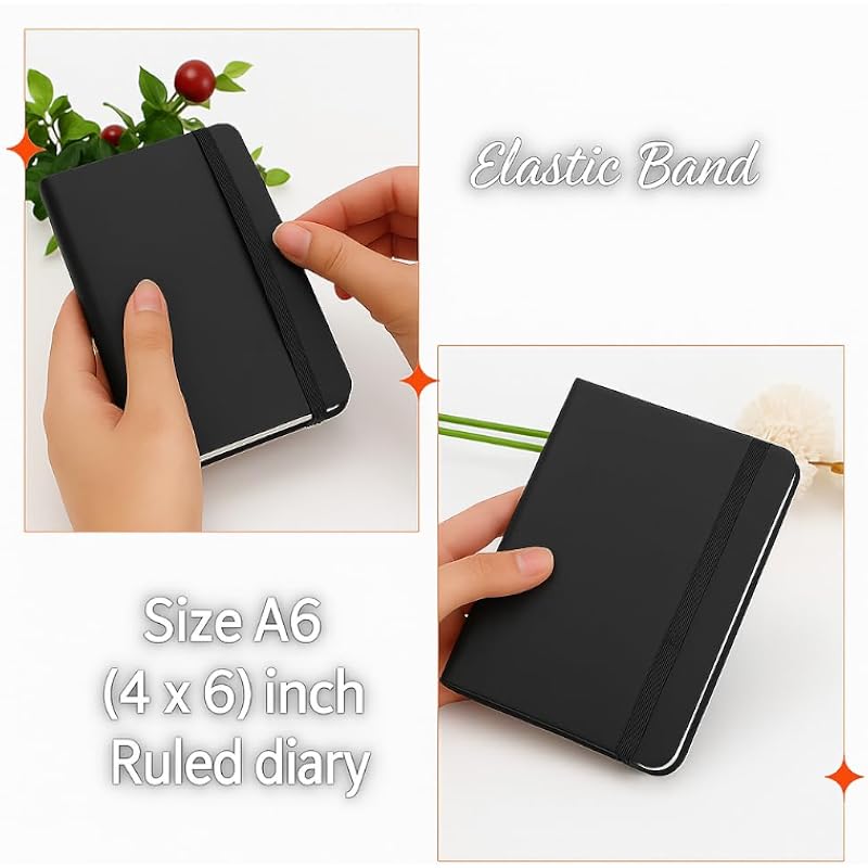 Accuprints A6 Hard Bound Diary Size 6 X 4.2 Inches With 160 Pages | Notebook Diary With Elastic Lock Pu Leather Pocket D