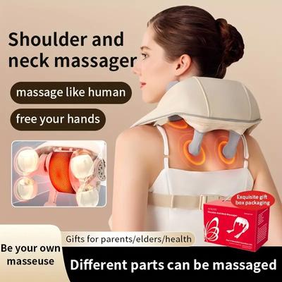 Shiatsu Shoulder And Neck Massager With Heat - Electric Acupressure Deep Kneading Massage For Hands-Free Relief ADM