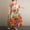 Short Sleeve Plus Size Vintage Floral New In Dresses for Women Casual Loose Long Summer Dress