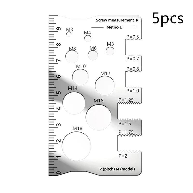 5pc screw pitch stainless steel measuring ruler portable industrial and household measuring tool