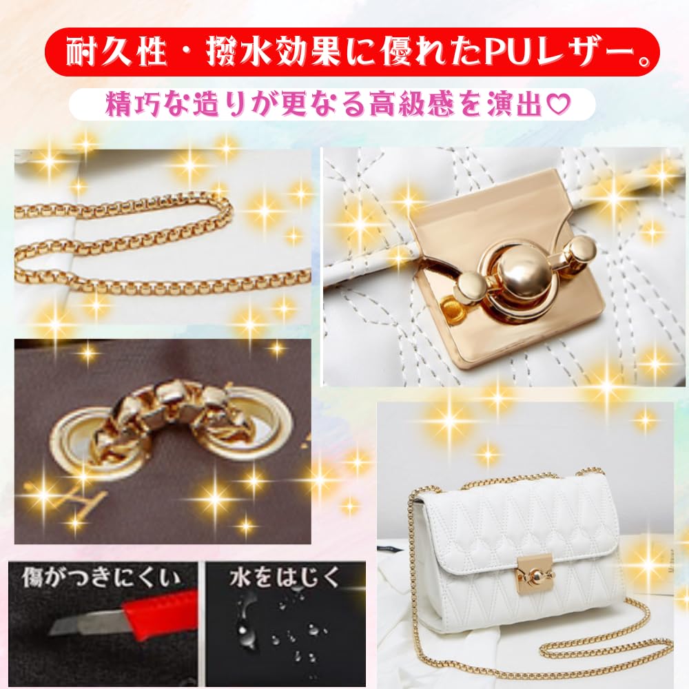 ORIJIRI Damen Umhängetasche mit Kette, Stilvolle und Niedliche Pochette aus PU-Leder (Schwarz)