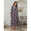 New Middle East Robe Women clothes Fashion Casual Loose Print Dress Printed Loose Dress