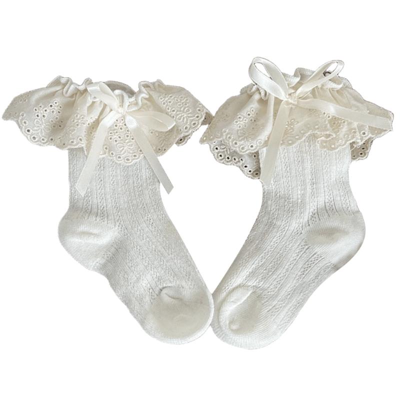 Kids Breathable Cotton Short Socks Embellished With Delicate Embroidery And Secure Bowknot Decoration For Children