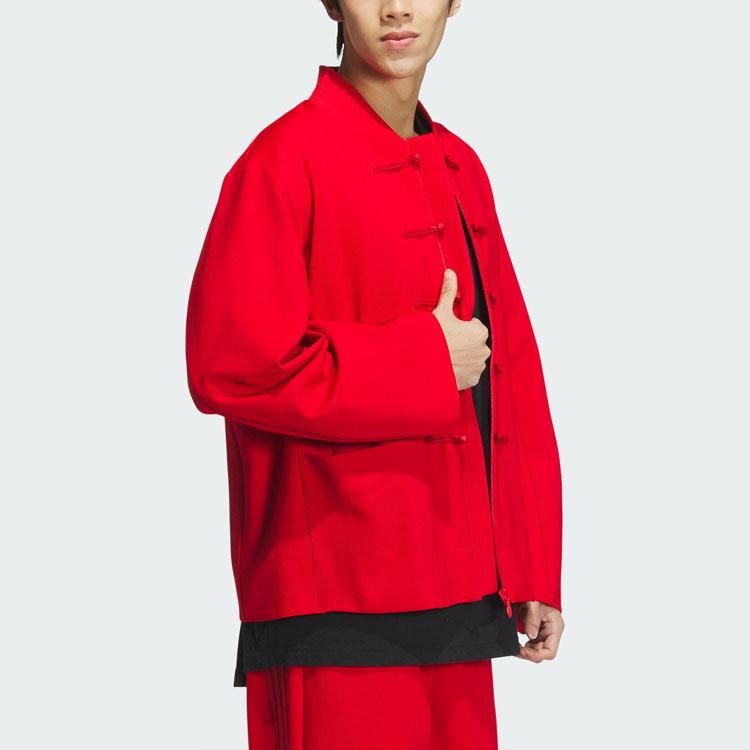 Adidas Classic Striped Button Casual Jacket Unisex Tops Light-Red JE1118