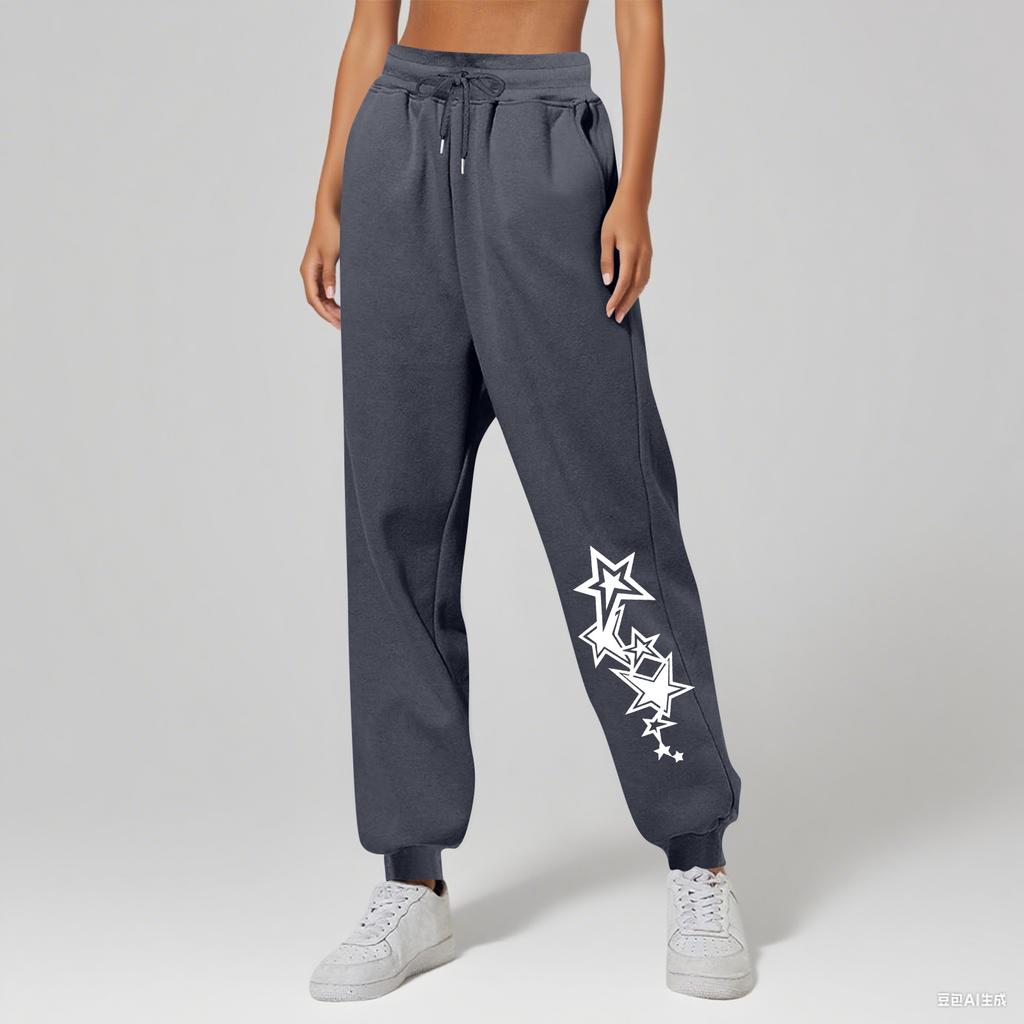 Ladies' Printed Unisex Casual Pocket Drawstring  Pants