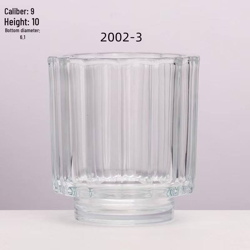 Thickened European Stripe Glass Candle Jar with Arched Bottom