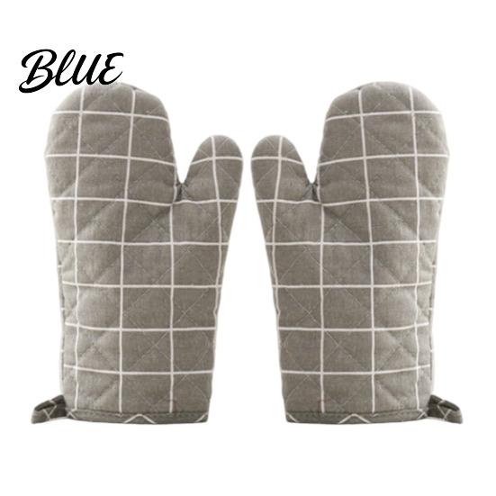 Silicone Lined Oven for Baking Heat Thick Resistant Gloves 2Pcs Cotton Mitts Grilling Multi-purpose Kitchen Microwave Non-Slip Hot Pots