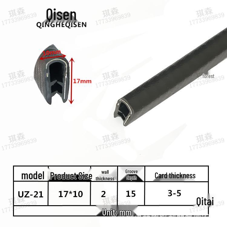 U-formad gummitätningskantlist för metallskydd