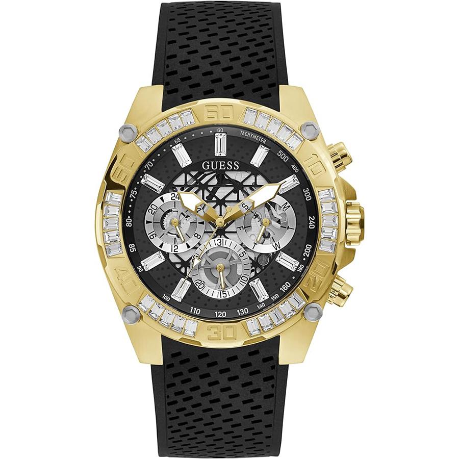 

Guess Watches Male Guess Multifunction Quartz Watch - Gold Stainless Steel Watch Band, Crystallized Trendy Dial, Fashion Watches for Men