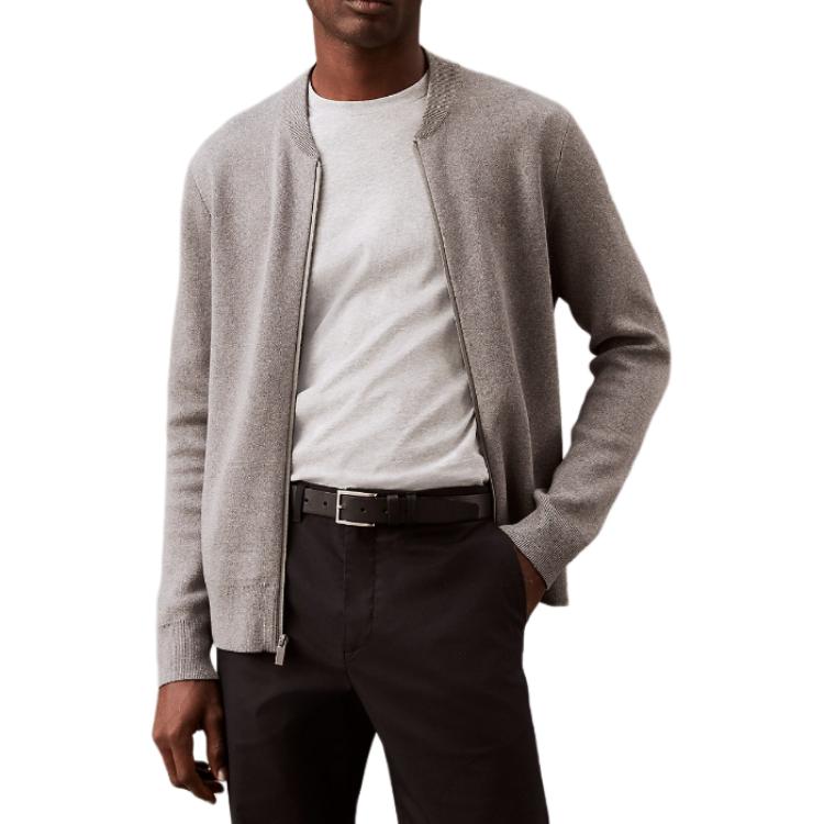 

Calvin Klein Solid Color Stand Collar Zipper Pilot Long Sleeve Jacket Men jackets Gray 40BP302-030 S