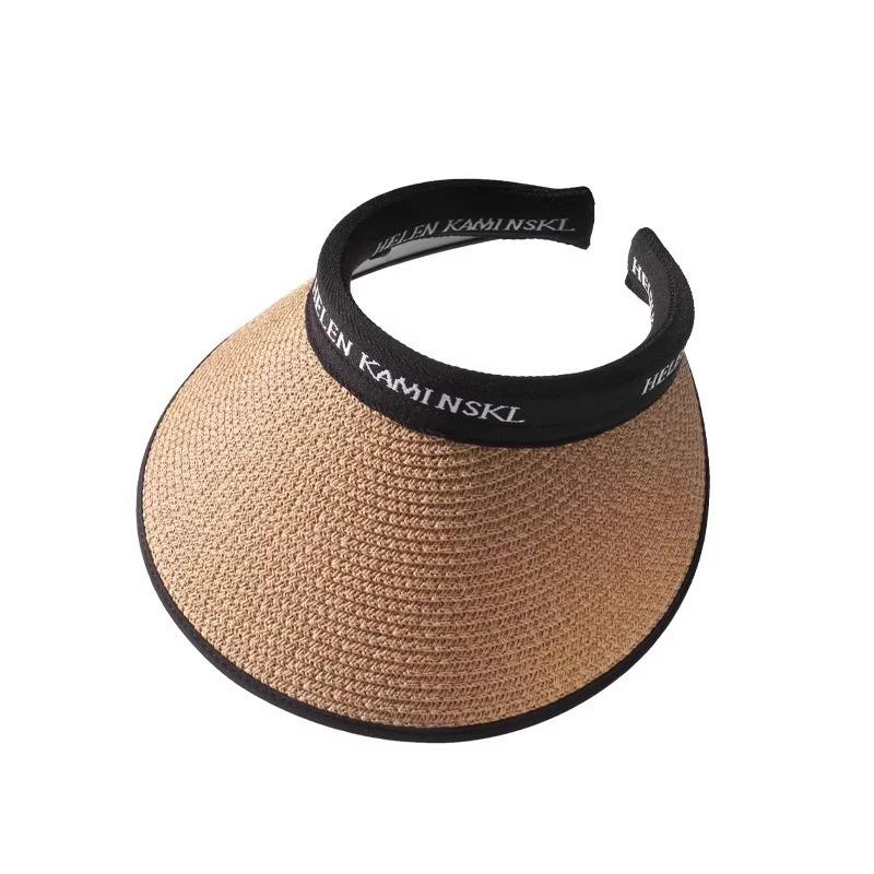 Women's Wide-Brim Straw Sun Hat with UV Protection and Headband