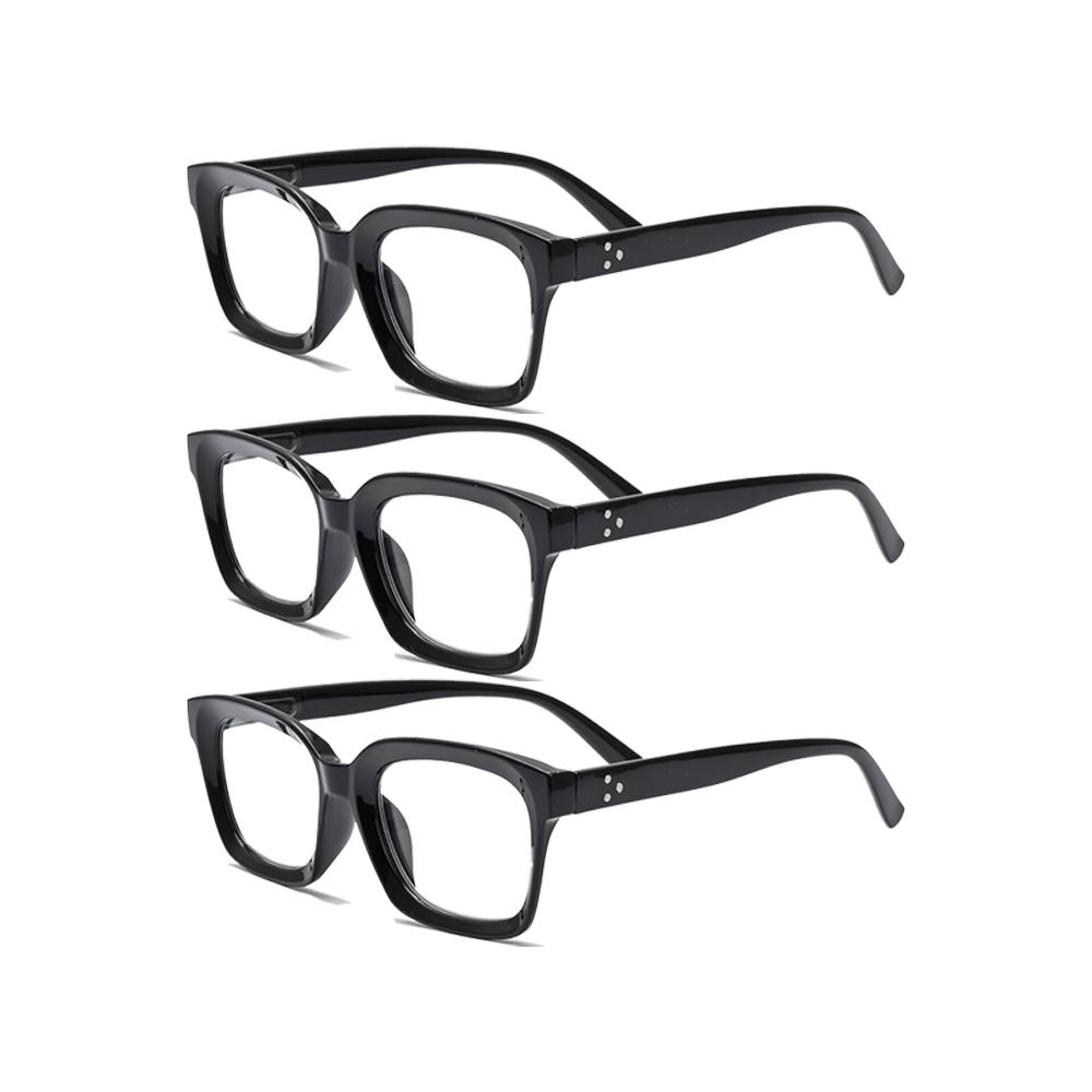 

3PCS Unisex Vintage Black Anti Blue Light Glasses Retro Fashion Square Glasses Frames Oversize Frame Eyeglasses +1.0 to +3.0 3.0