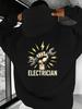 Heavy-Duty Electrician Hoodie - Graphic Fist & Wrench Design