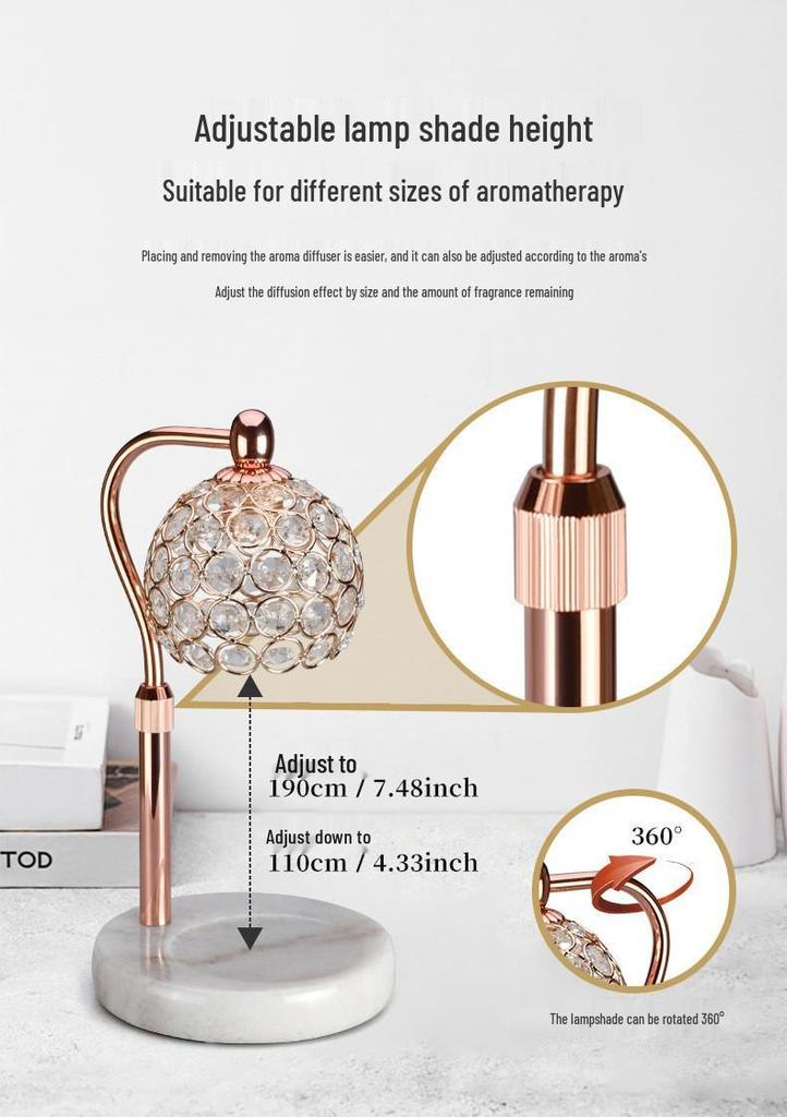 Elegant Dimmable Marble Aroma Wax Melter - Smokeless Essential Oil Candle Lamp for Bedroom Ambiance