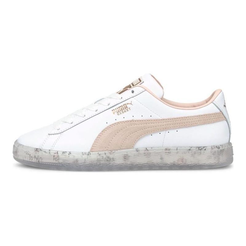 PUMA Basket In Bloom Women Low Top Skate Shoes White Pink 380117-01 38