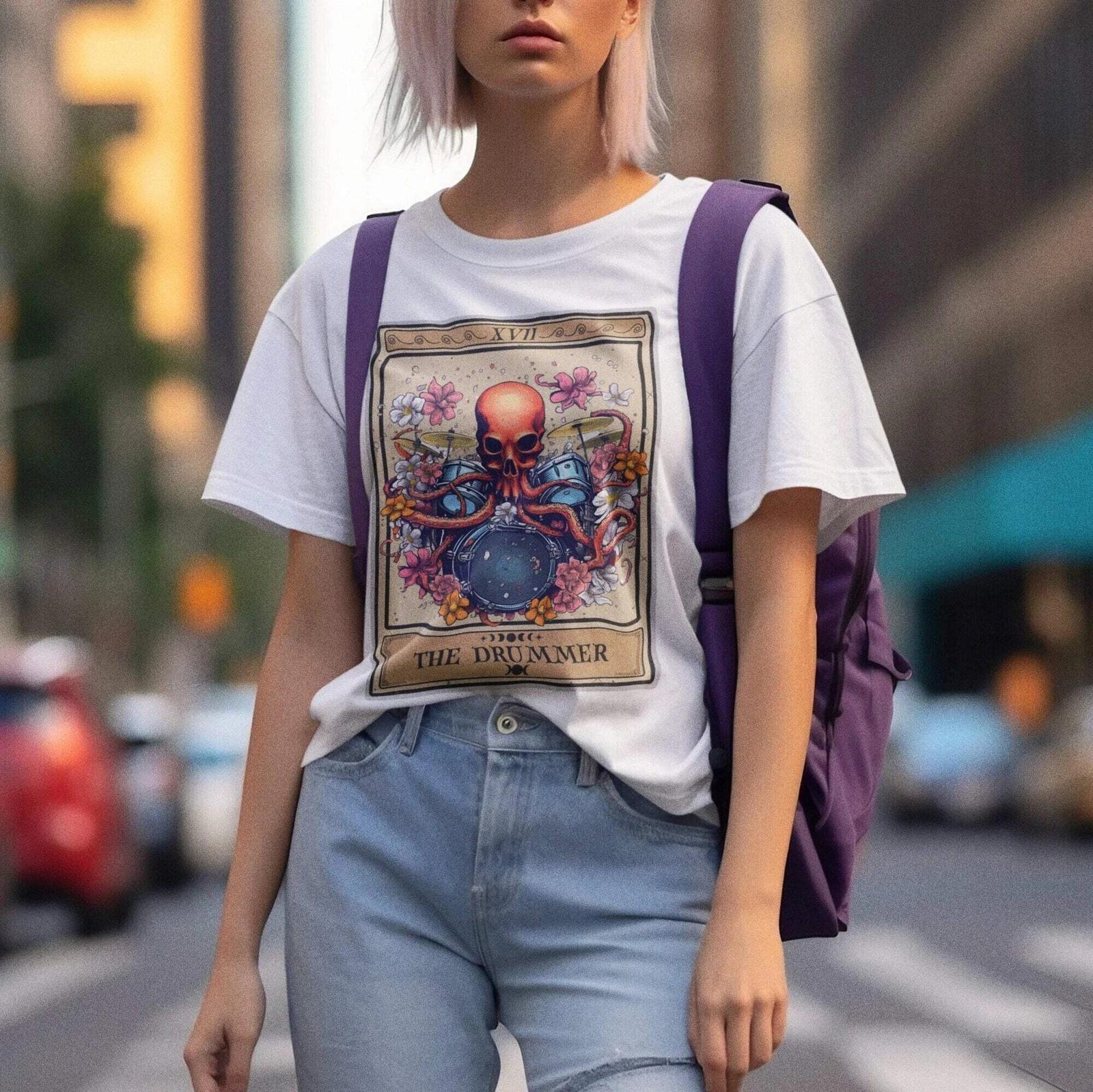 The Drummer Tarot Card Shirt, Octopus Drum Player 2XL