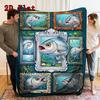 Fish Fantasies 2D Flat Pattern Flannel Blanket, High Quality All Seasons, Home Decor, Warmth and Comfort, Perfect for Christmas Gifts.