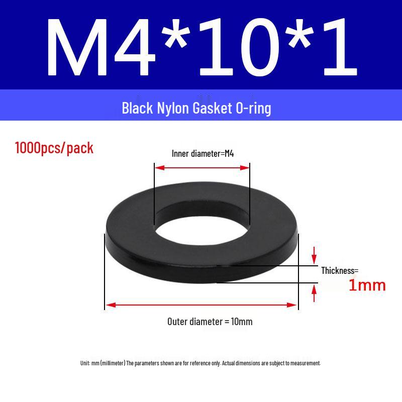 Schwarzer Nylon-Kunststoff Flache Unterlegscheibe Ring M2-M20