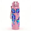 1PC Number 67 Colorful Graffiti Print 750ml Color Plastic Sports Water Bottle Leakproof Flip Straw Lid Suitable for Sports Office Home Use