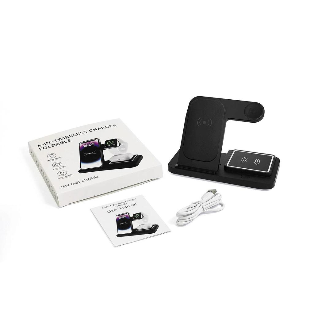 Încărcător Wireless Rapid 3-în-1 de 15W pentru Apple Watch, Căști și Telefon