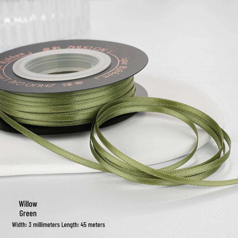 

Узкая атласная лента 3 мм для бантов своими руками, рукоделия и упаковки