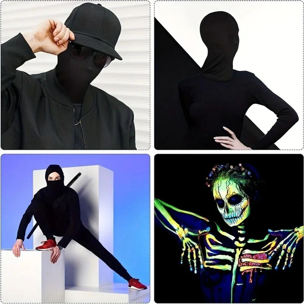 2pcs Black Cosplay Full Mask Breathable Cosplay Head Cover New Hood Cosplay Prop