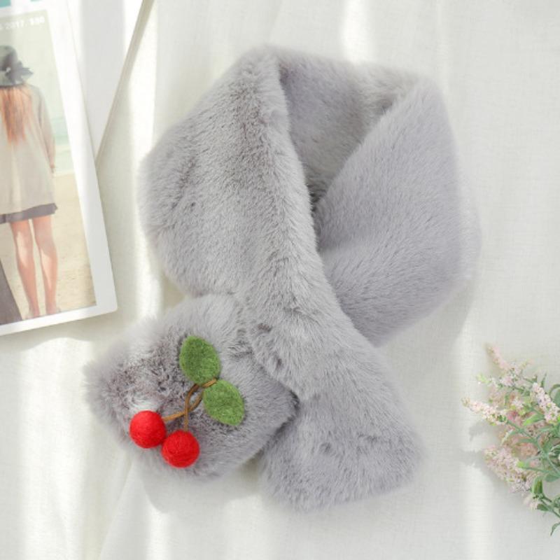 

Женский шарф Зимние модели Сетчатый красный Маленький вишневый Имитация кроличьей шерсти Плюшевый шарф Маленький свежий Утолщенный теплый Студенческий шарф 85cm