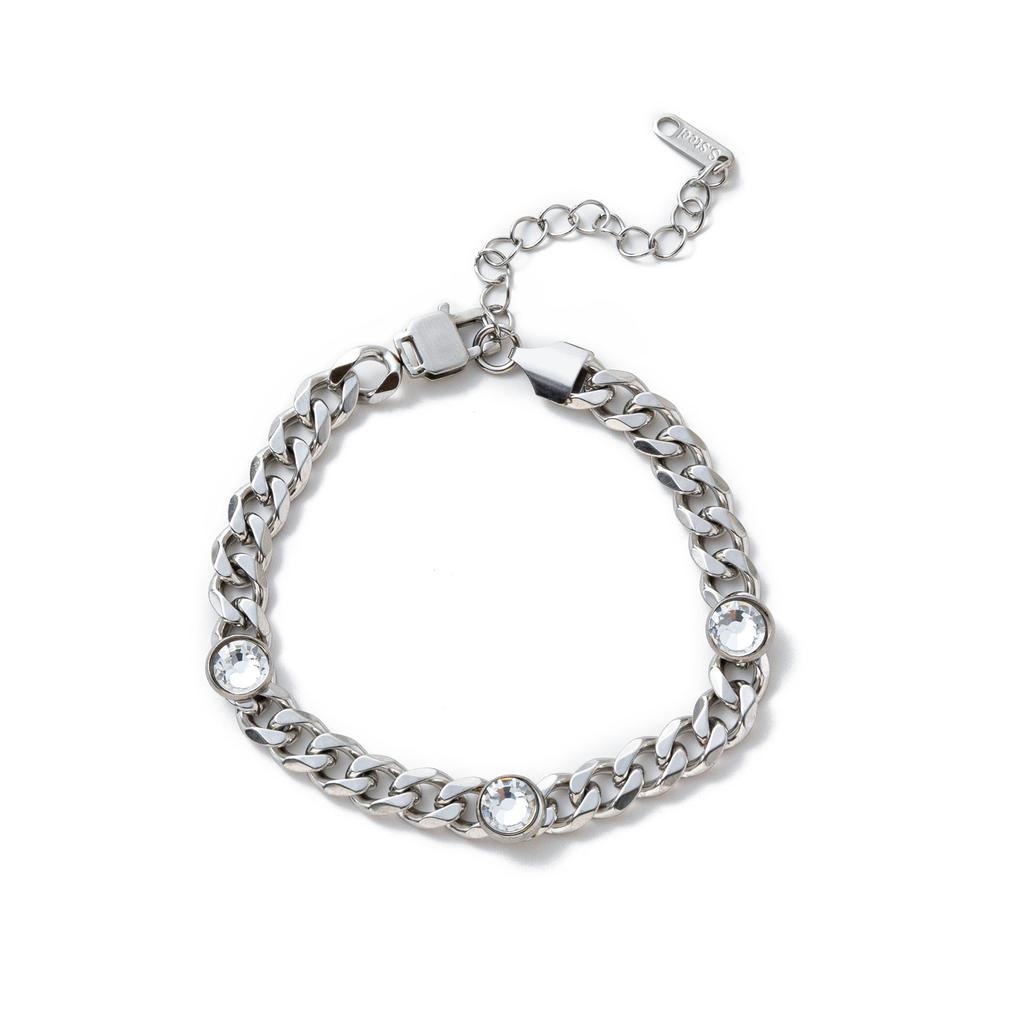 Titanium Steel Bracelet Fashion Personality Hip Hop Zirconium Necklace Furnace Vacuum Plating Gold Color Retention