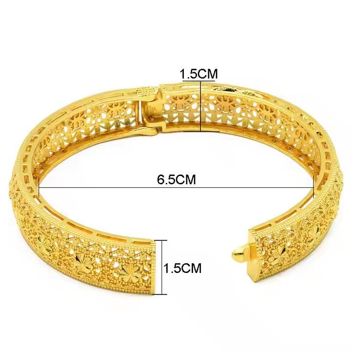 Luxus Dubai Brautarmreifen Geschenk 24K Gold Plated Indische Afrikanische Armbänder Charm Hochzeit Nigerianische Arabische Hand Schmuck für Frauen