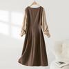 Elegant Ruched A-Line Long-Sleeve Dress