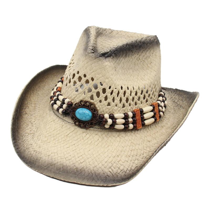 Wunsch Süßer Kühle Brise Strandhut Western Cowboyhut Hohl Sonnenhut Edelsteinrosa Strohhut Jazzhut Männer Und Frauen