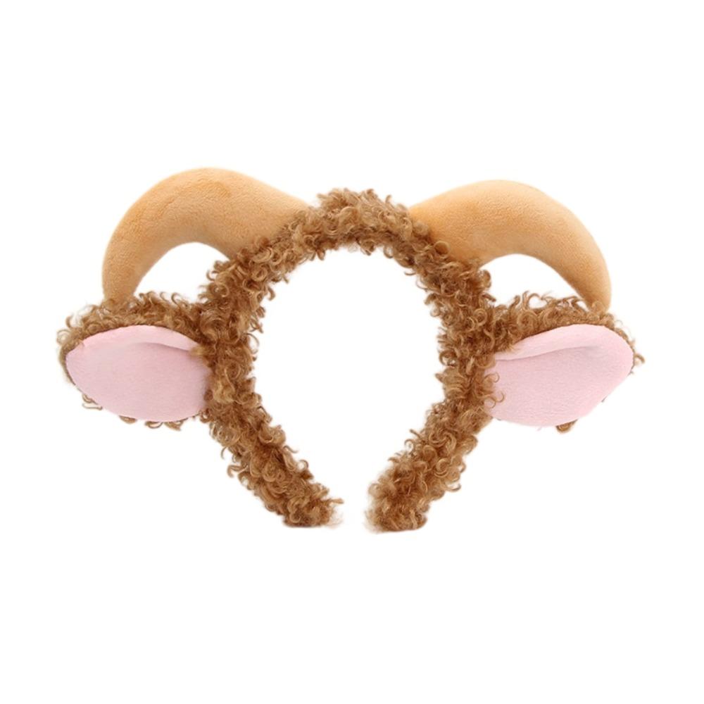 Soft Goat Ears Headband Plush Lamb Cosplay Tail Comfortable Wear Sheep Horn Hair Band Photo Props