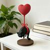 Cute Cat with Red Heart Balloon Figurine 3D Printed Romantic Love Heart Kitten Statue for Desk Shelf Decor Gifts for Cat Lovers