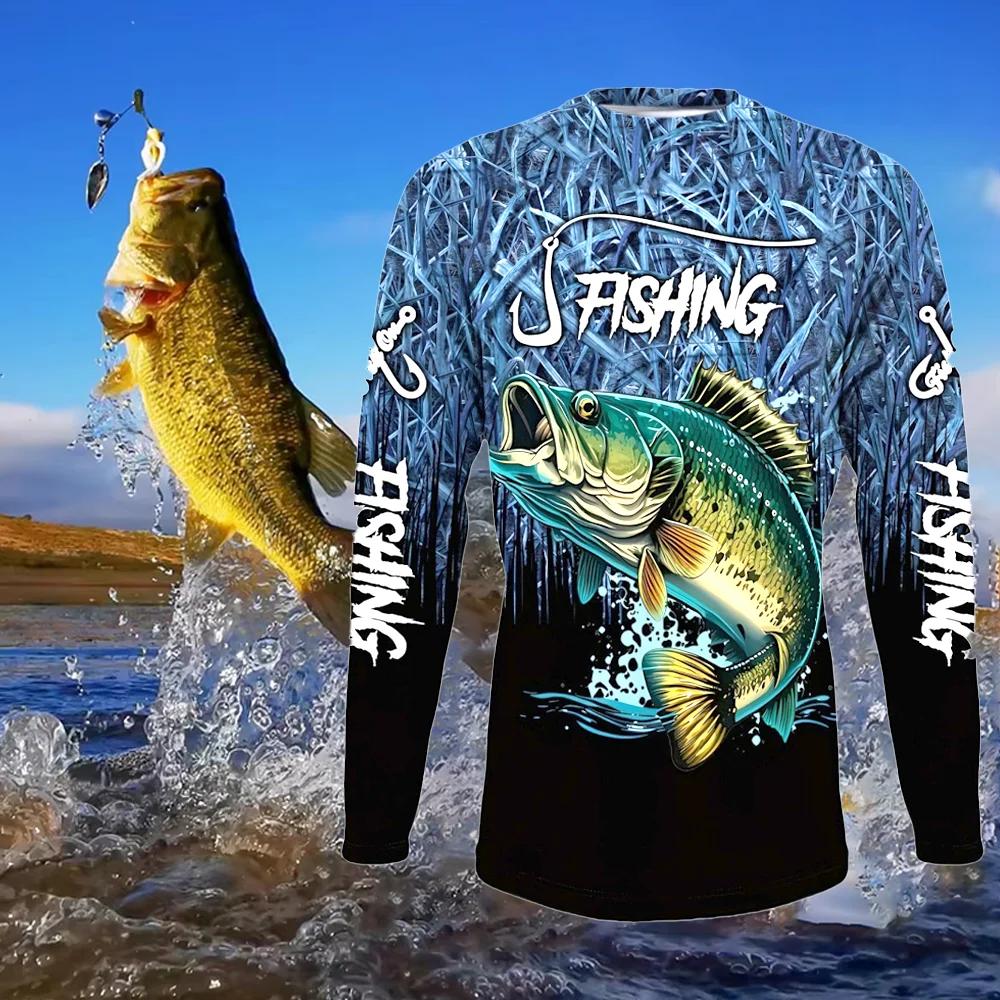 Bass Fishing Long Sleeve T-Shirt, Custom Name, Ideal for Fishing Lovers