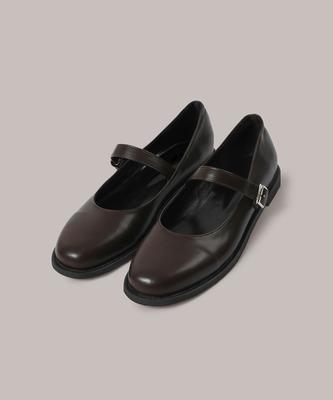 Laminez Mary Jane Flat Shoes - Brown